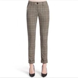 Cabi “Down To Earth” Hatter Pants Trousers Plaid Checked Cuffed Size 4 Brown